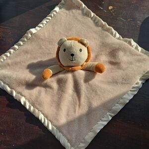 Pro Goleem Lion Baby Security Blanket - Tan Plush Lovie with Satin Trim